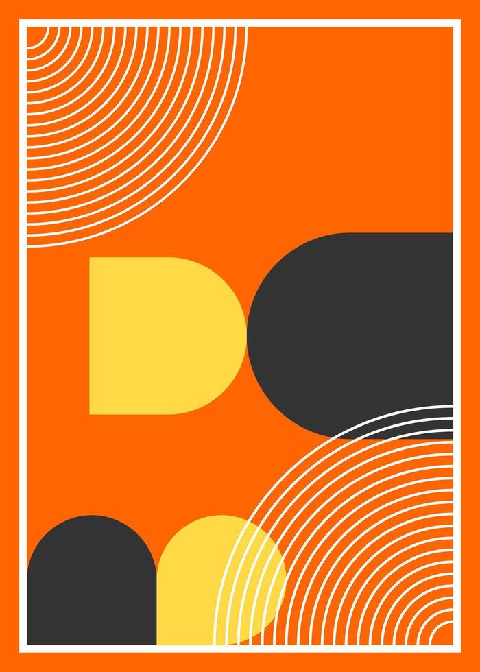 Geometric design posters, wall art, layout with primitive shapes elements. Bauhaus retro pattern background, abstract circle, triangle and square vector