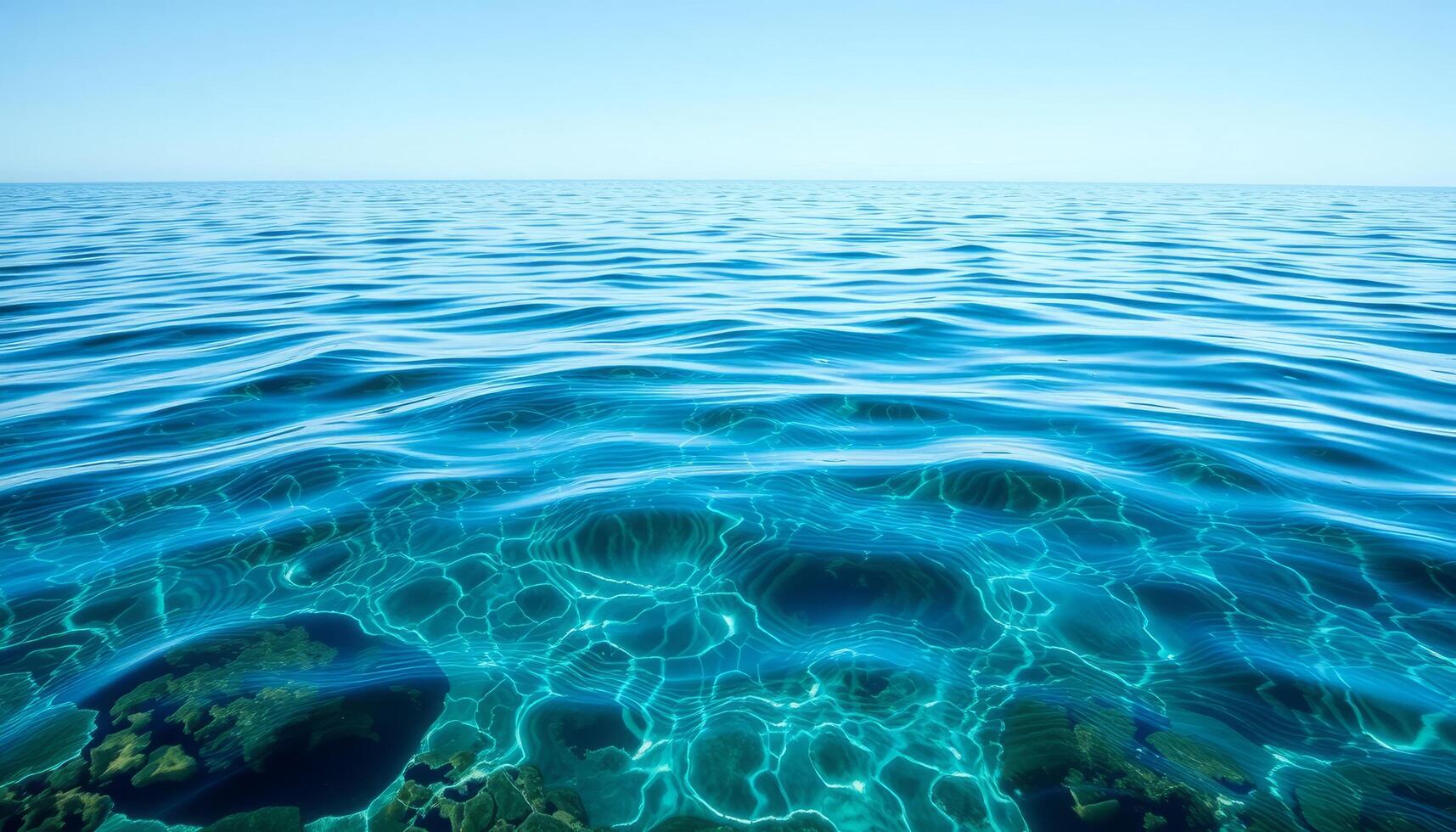Clear Blue Ocean Water with Gentle Waves Under Bright Sunlight photo