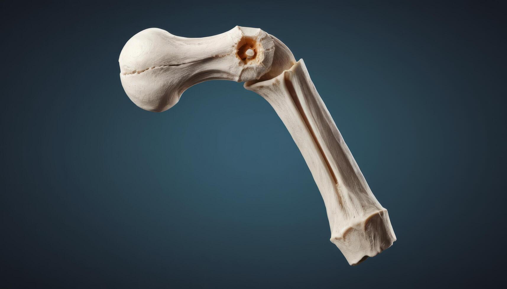 Fossil Bone Specimen Against Dark Background photo