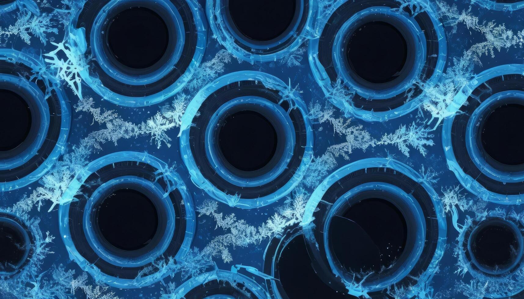 Abstract Dark Blue Glowing Circles Background Pattern photo