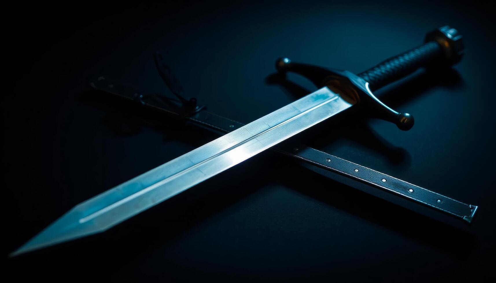 Ancient Sword With Dark Background photo