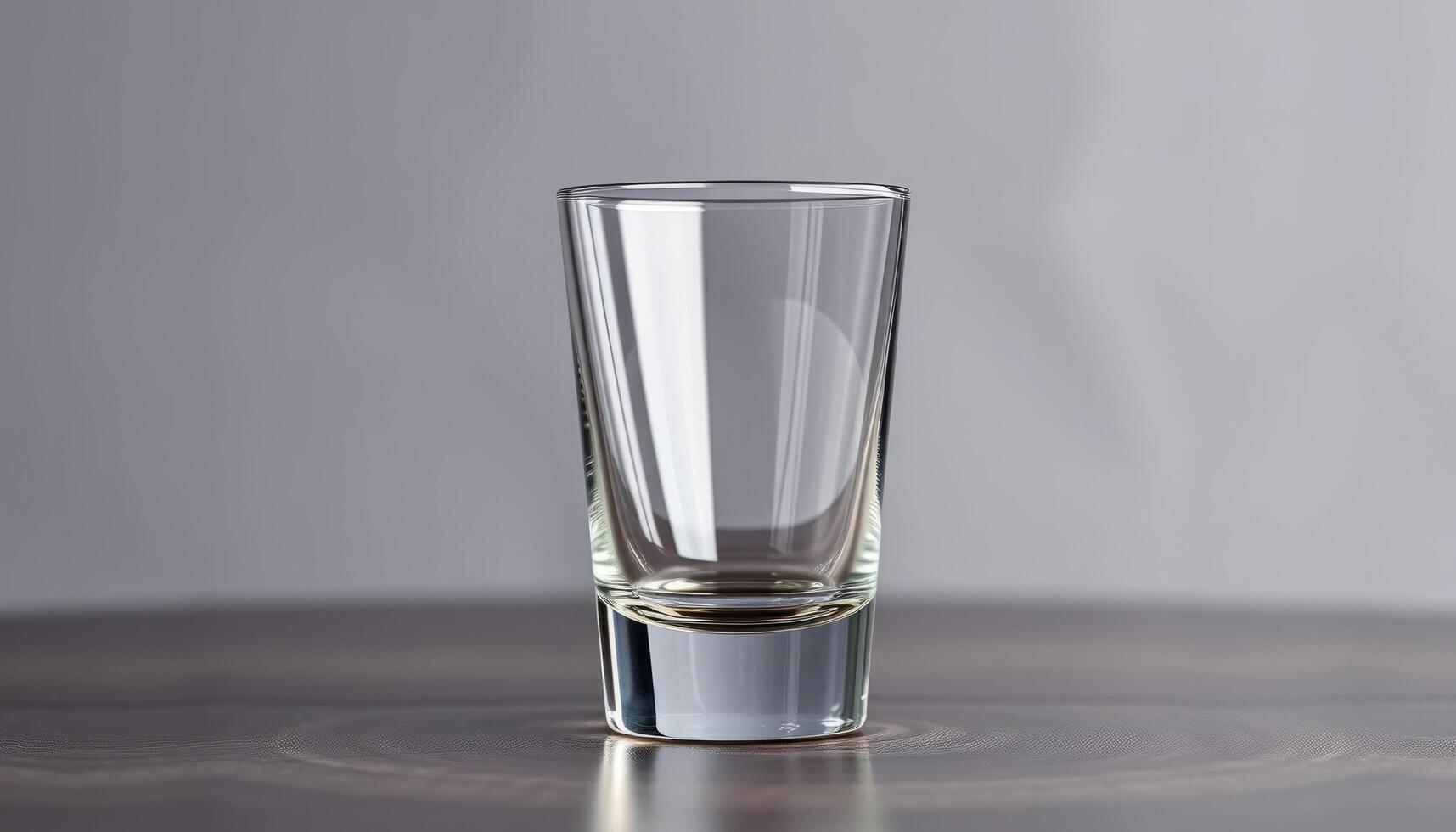Empty Clear Shot Glass on Dark Table photo