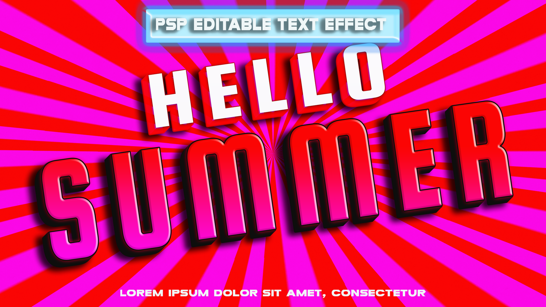 Hello summer red color psd