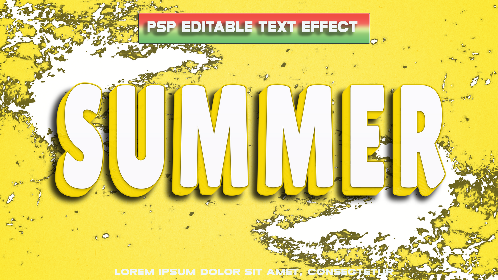 Yellow summer letters with water style background psd