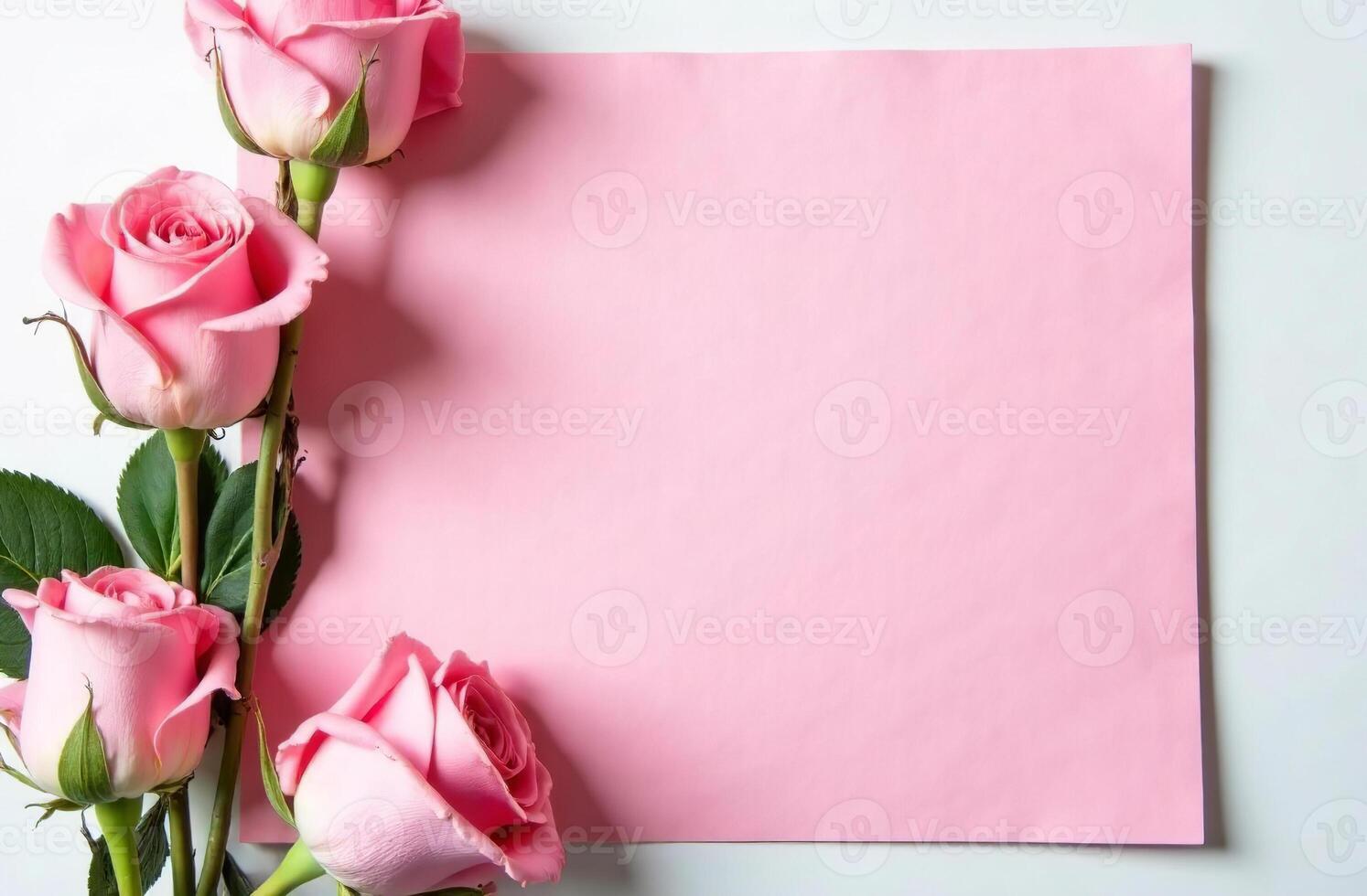 Postcard copyspace for text pink background lovely with flowers March 8 photo
