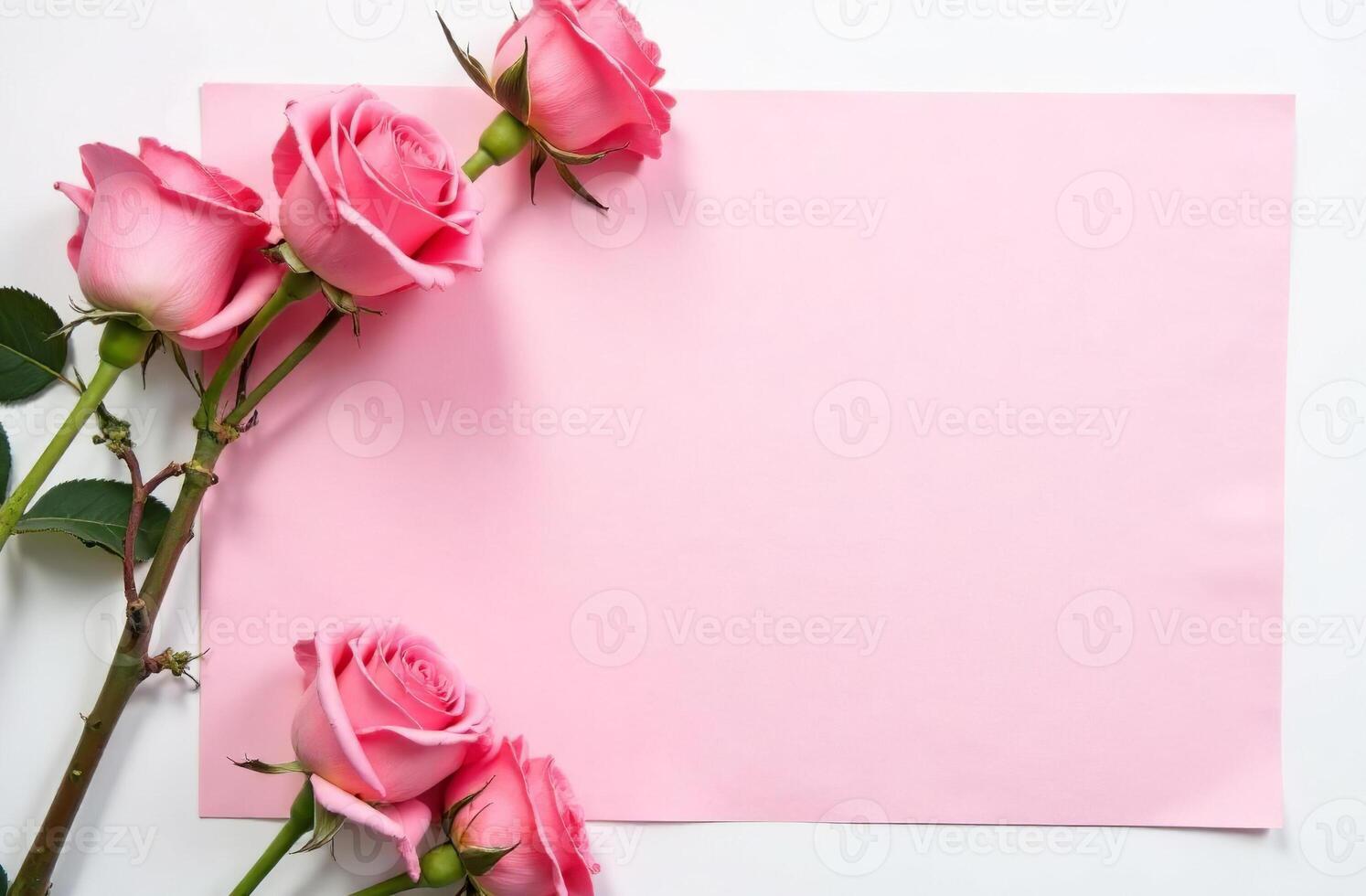 Postcard copyspace text lovely pink background with flowers March 8 photo