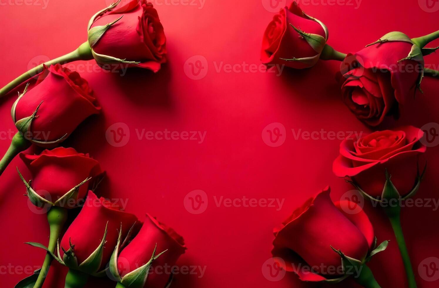 Postcard lovely copyspace for text red background with flowers March 8 photo