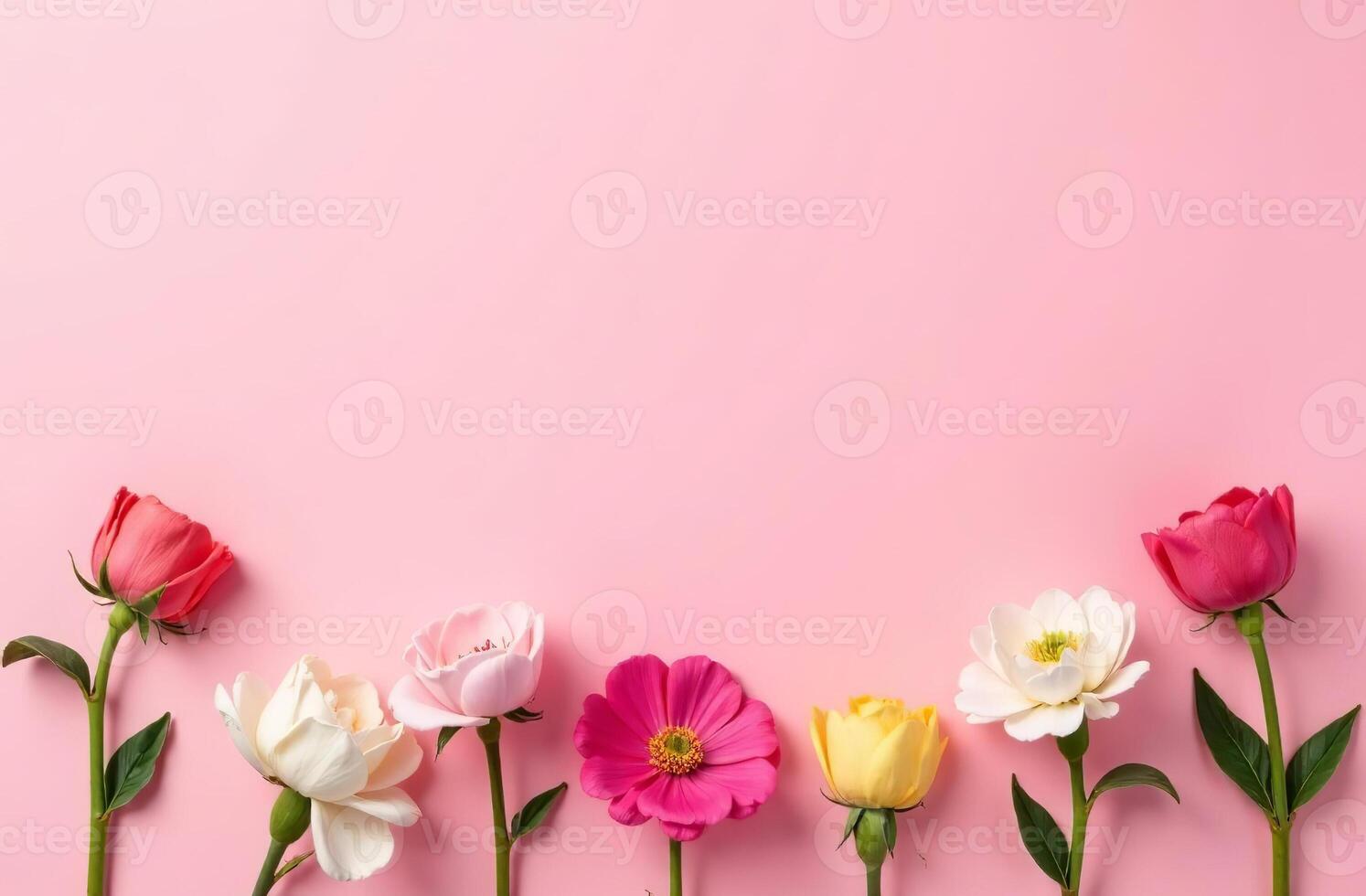 Postcard copyspace for text pink fair background with flowers March 8 photo