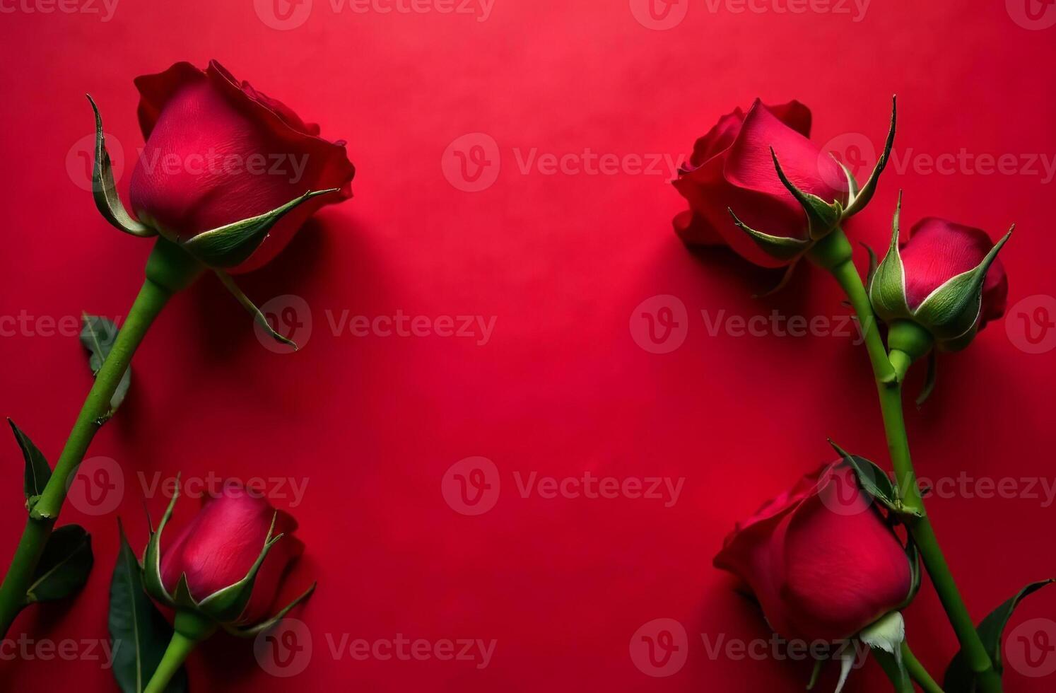 Postcard copyspace for text red lovely background with flowers March 8 photo