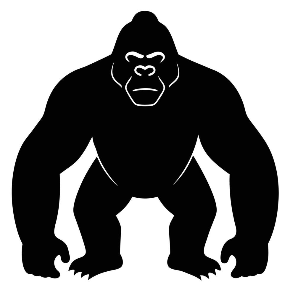 Simple Gorilla Silhouette Clipart for Logo and Digital Design vector
