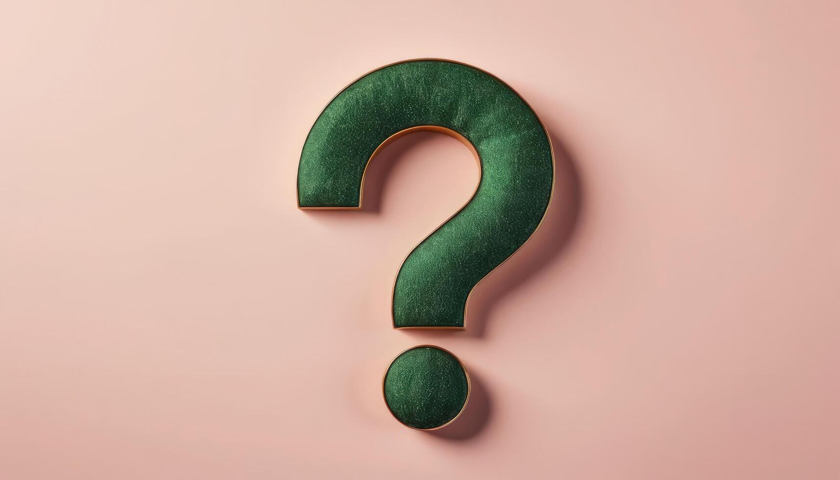 Emerald Green Glitter Question Mark On Pink Background photo