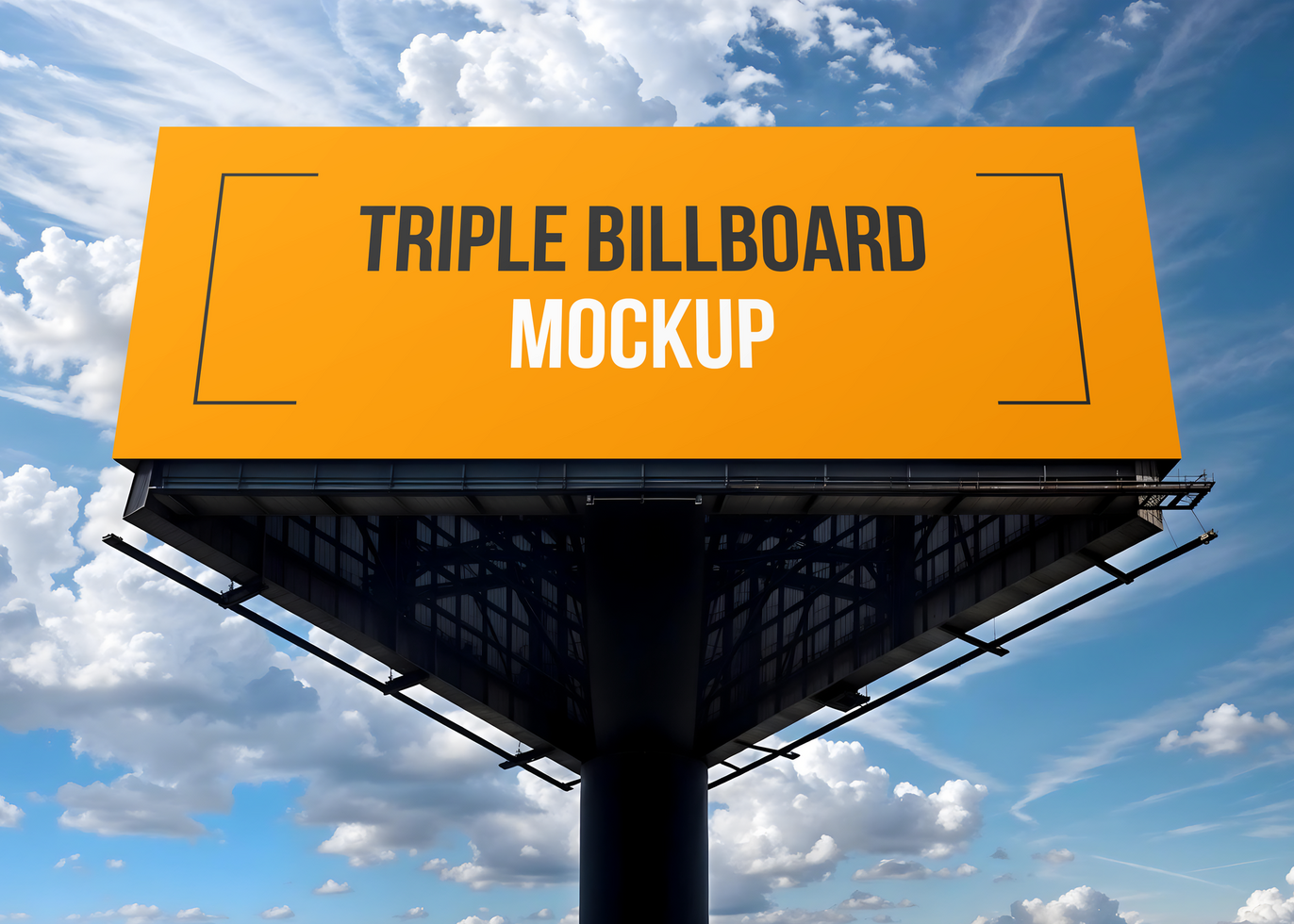 Triple Billboard Mockup psd