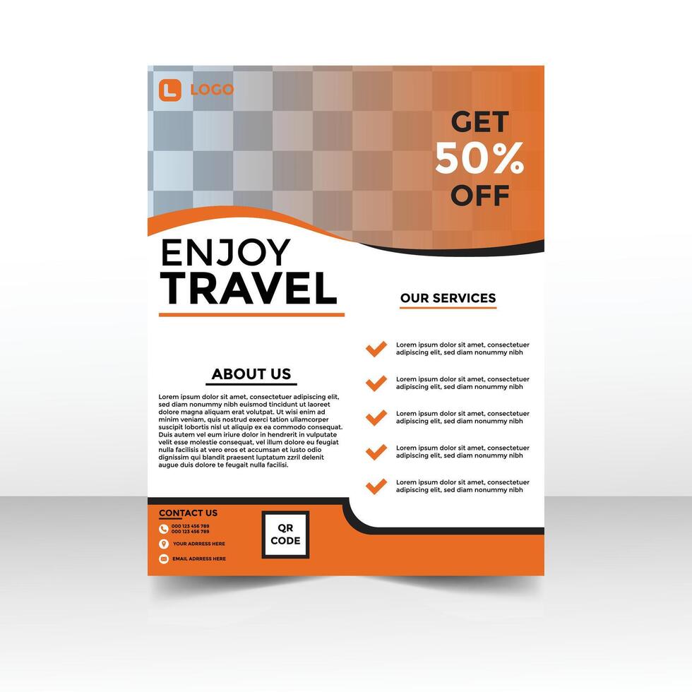 enjoy travel flyer template design vector