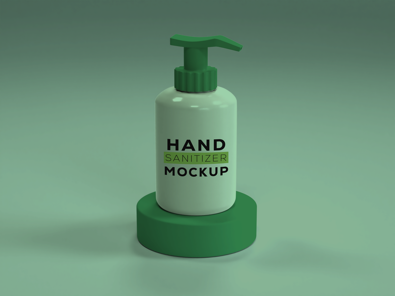 Hand Sanitizer Bottle Mockup With Podium. psd