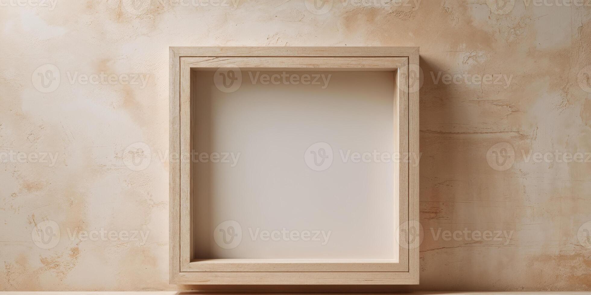 Abstract Wooden Frame With White Copy Space Natural Texture Background. photo