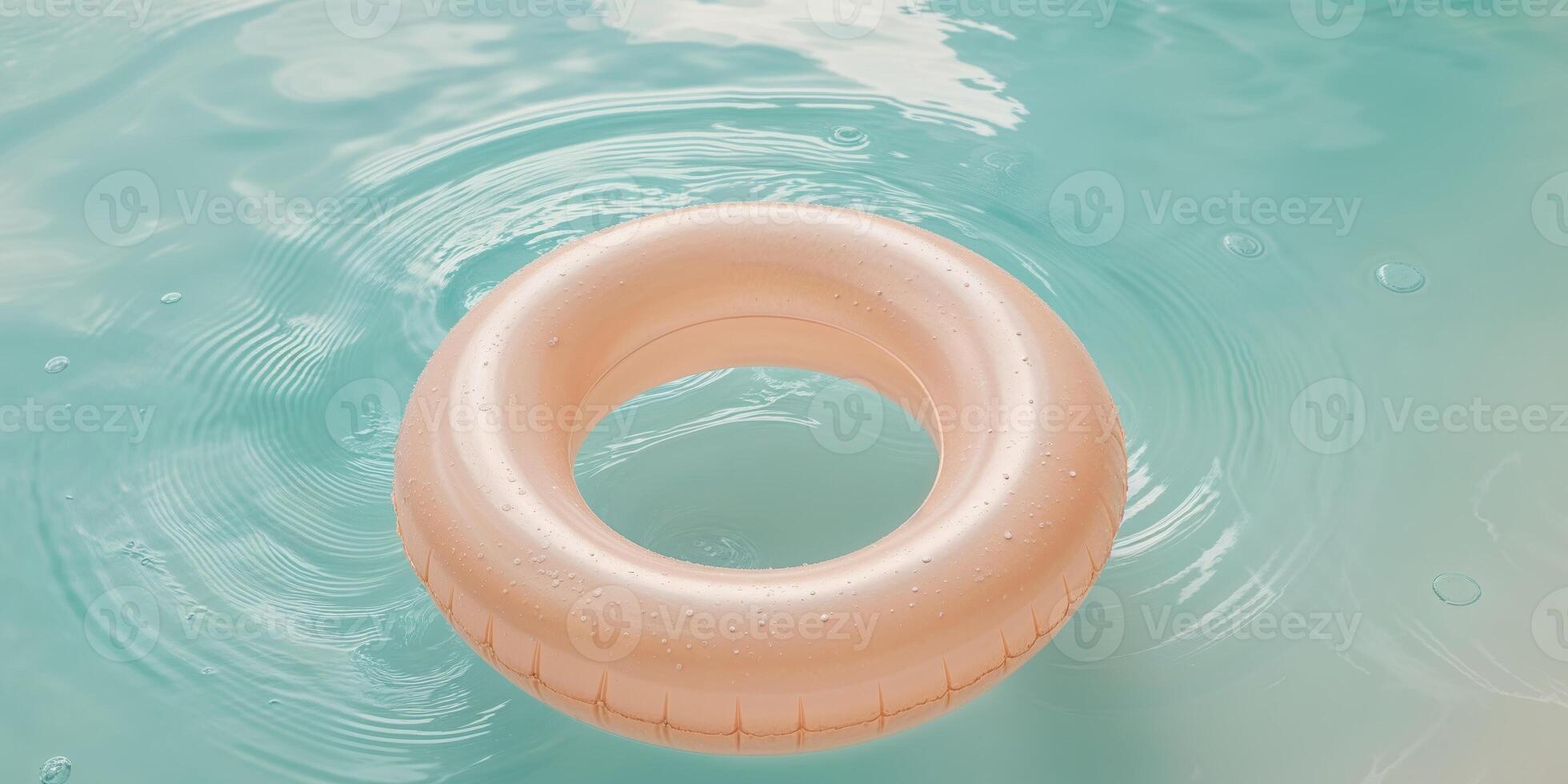 An inflatable ring floating in a pool photo