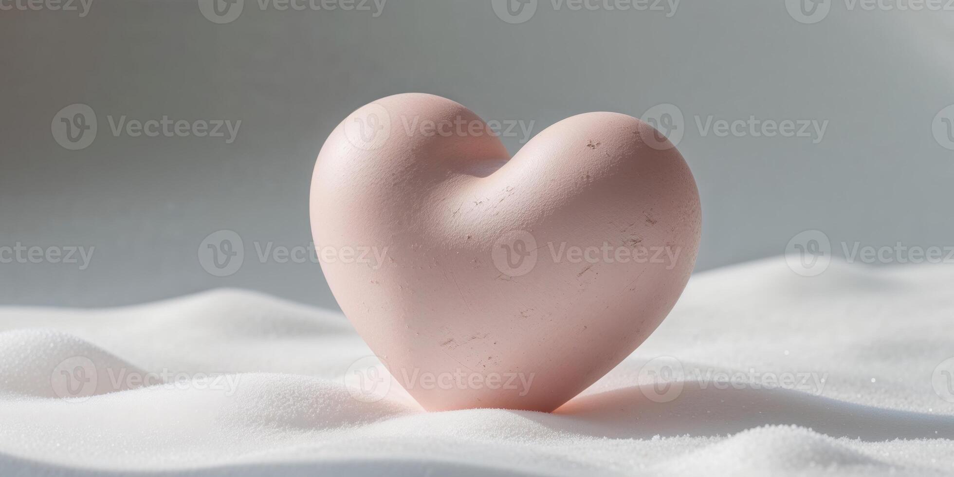 a close up of a pink heart shaped object on a white surface. photo