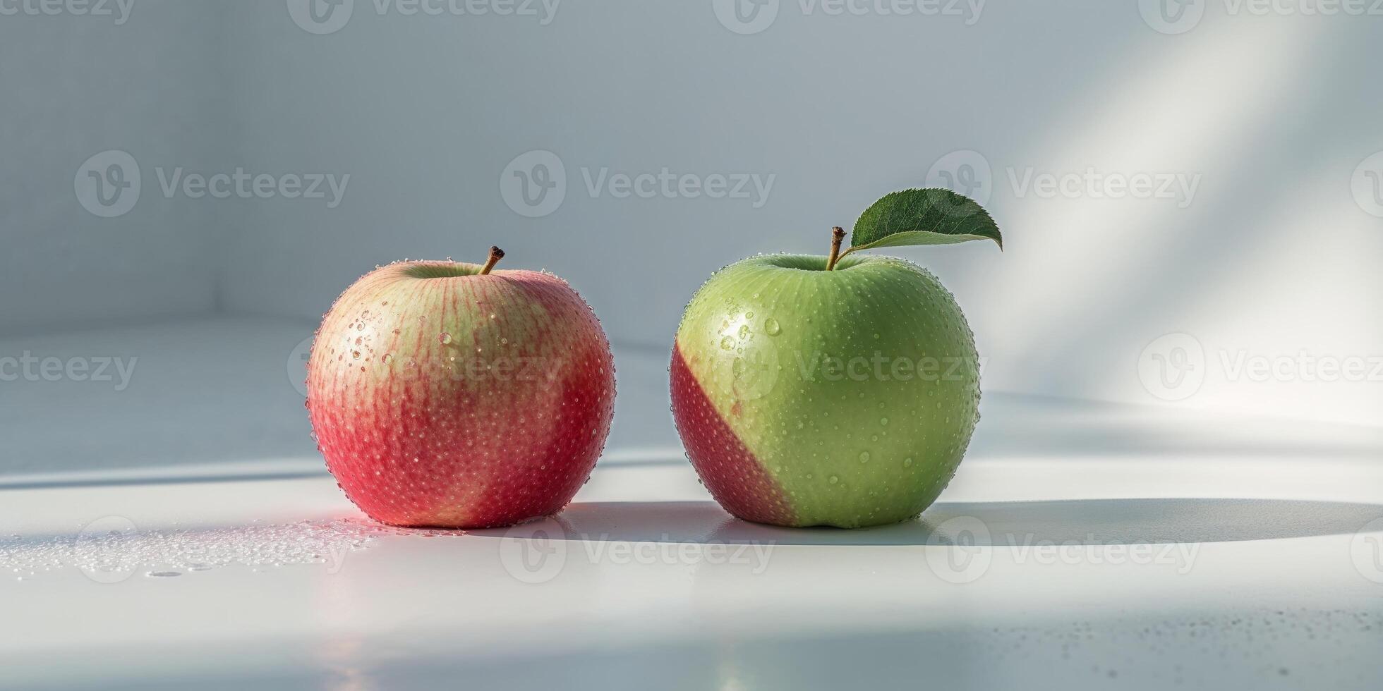 Two apples are sitting next to each other photo