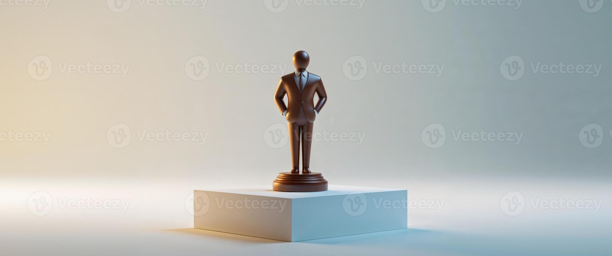 A Wooden Figure on a Cube Representing Success and Ambition photo