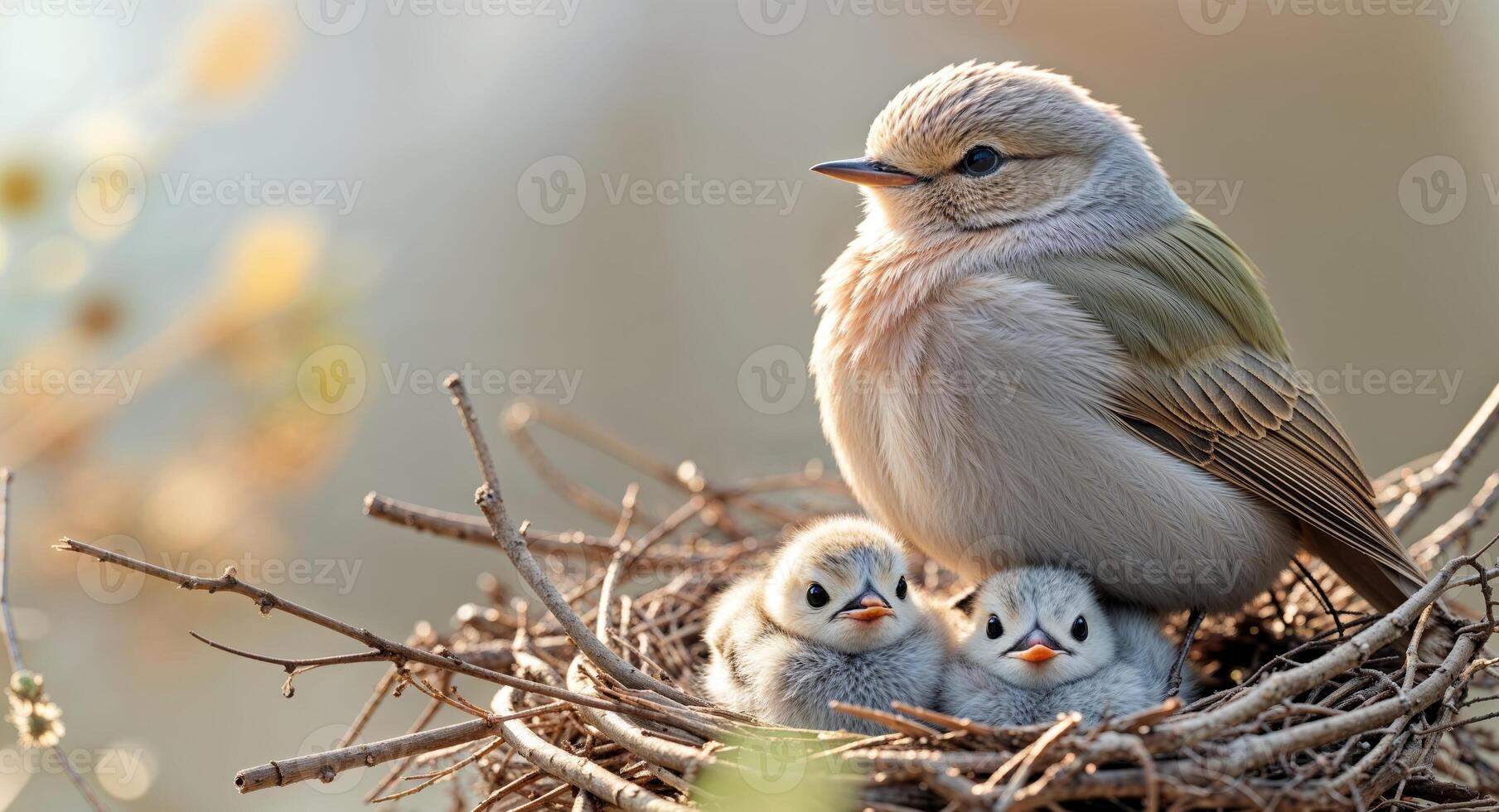 Mother and babies in nest photo