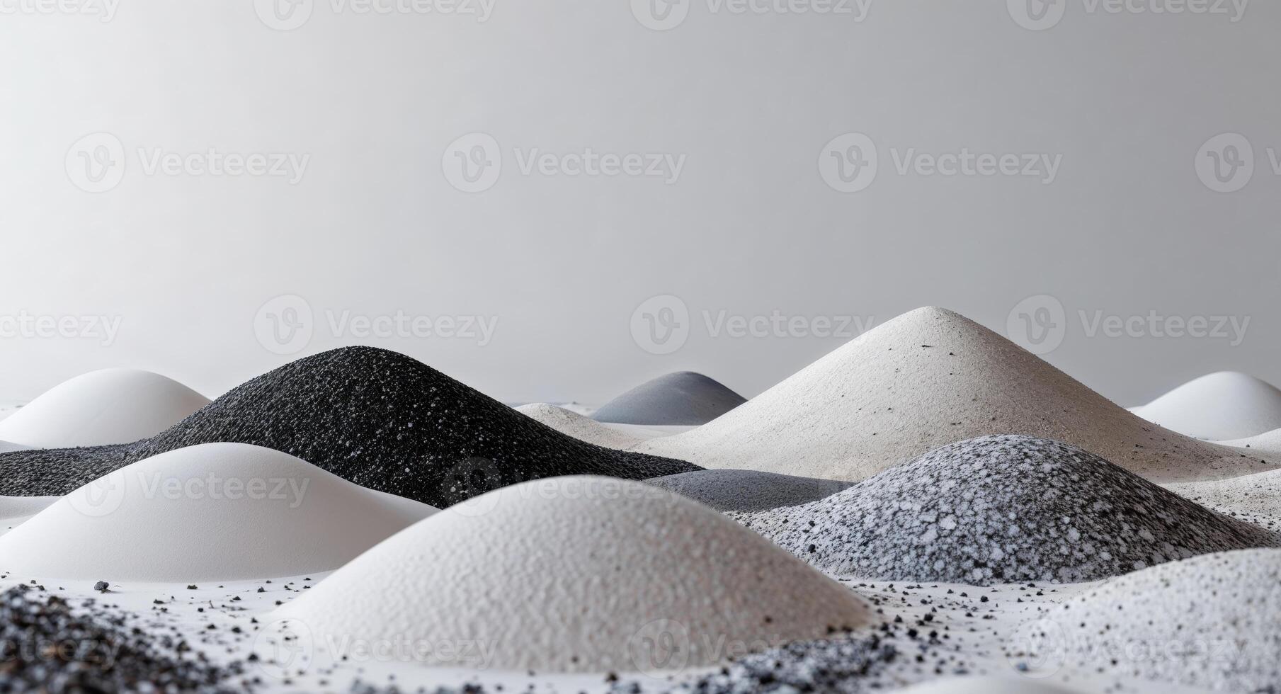 A group of rocks and sand in a white and black color scheme photo
