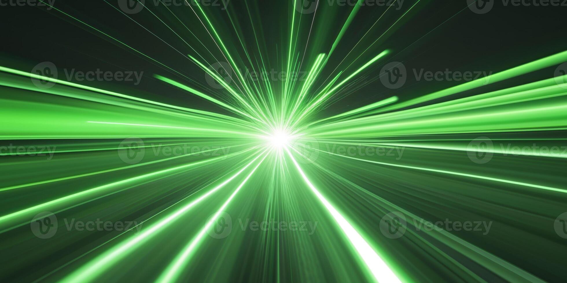 Green light beams on a black background photo