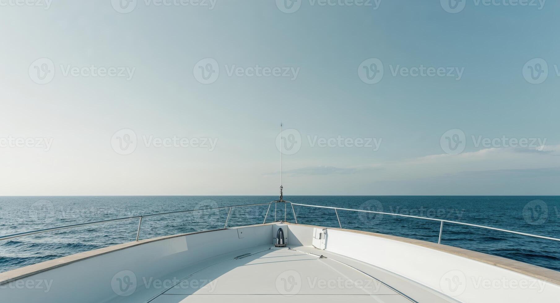 Copy space image of a breathtaking view from the yacht s bow towards the sea photo
