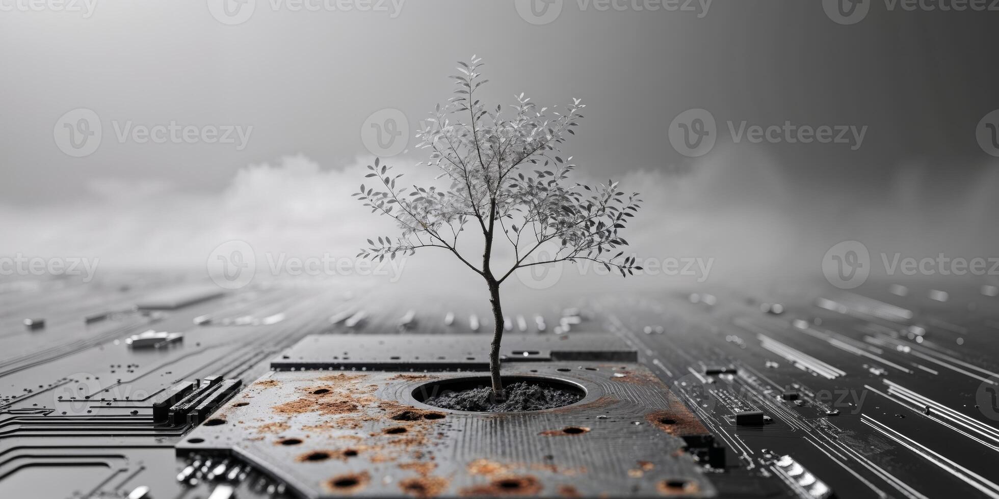 A tree growing on top of a circuit board photo