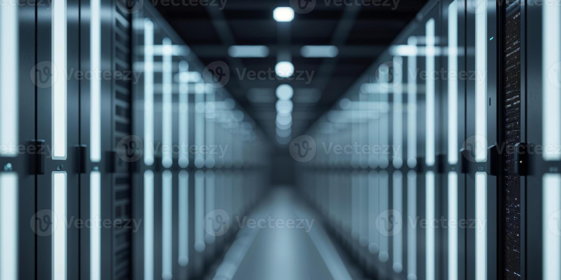 A long row of servers in a data center photo