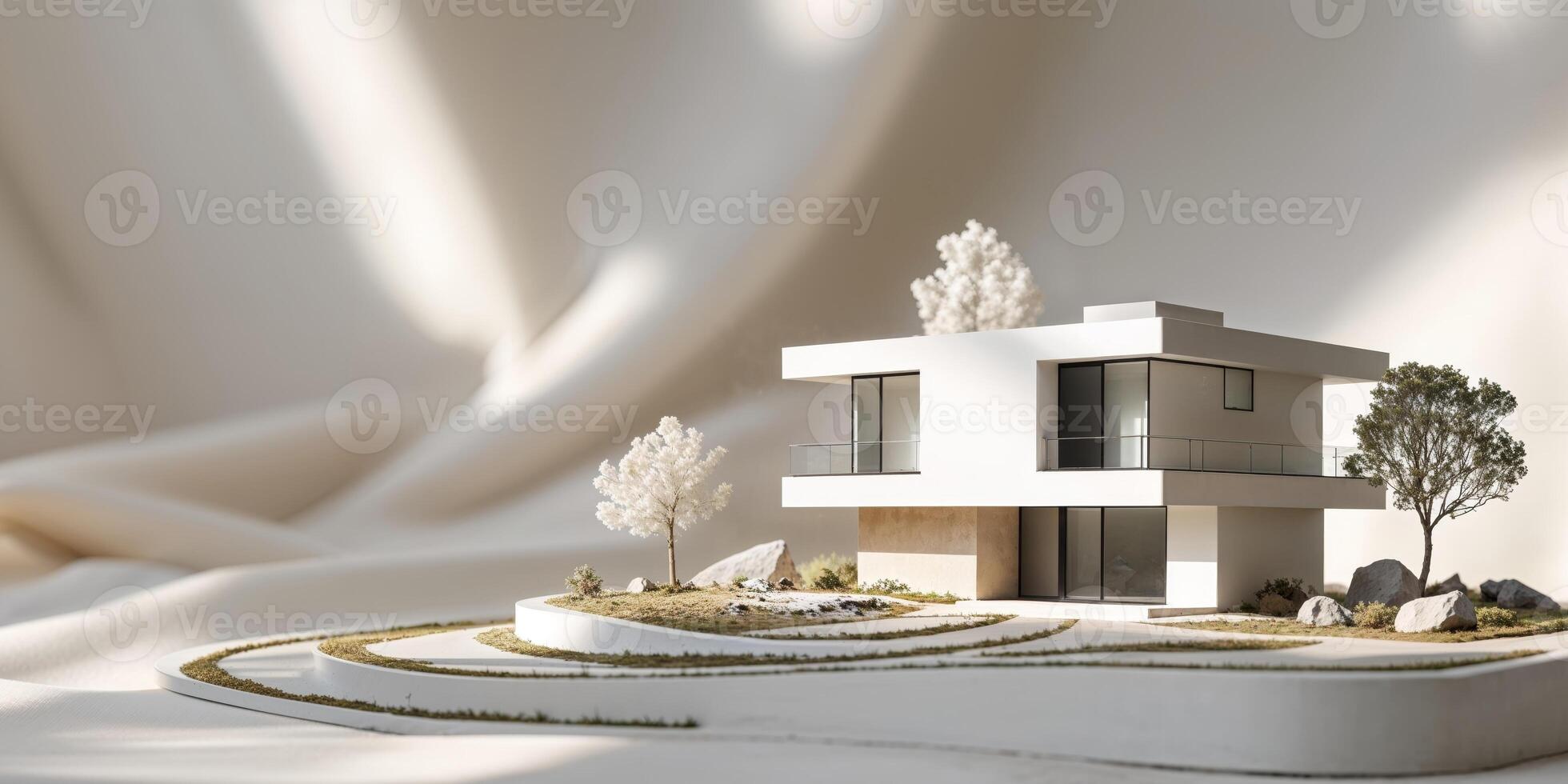 A model of a modern house on a hill photo