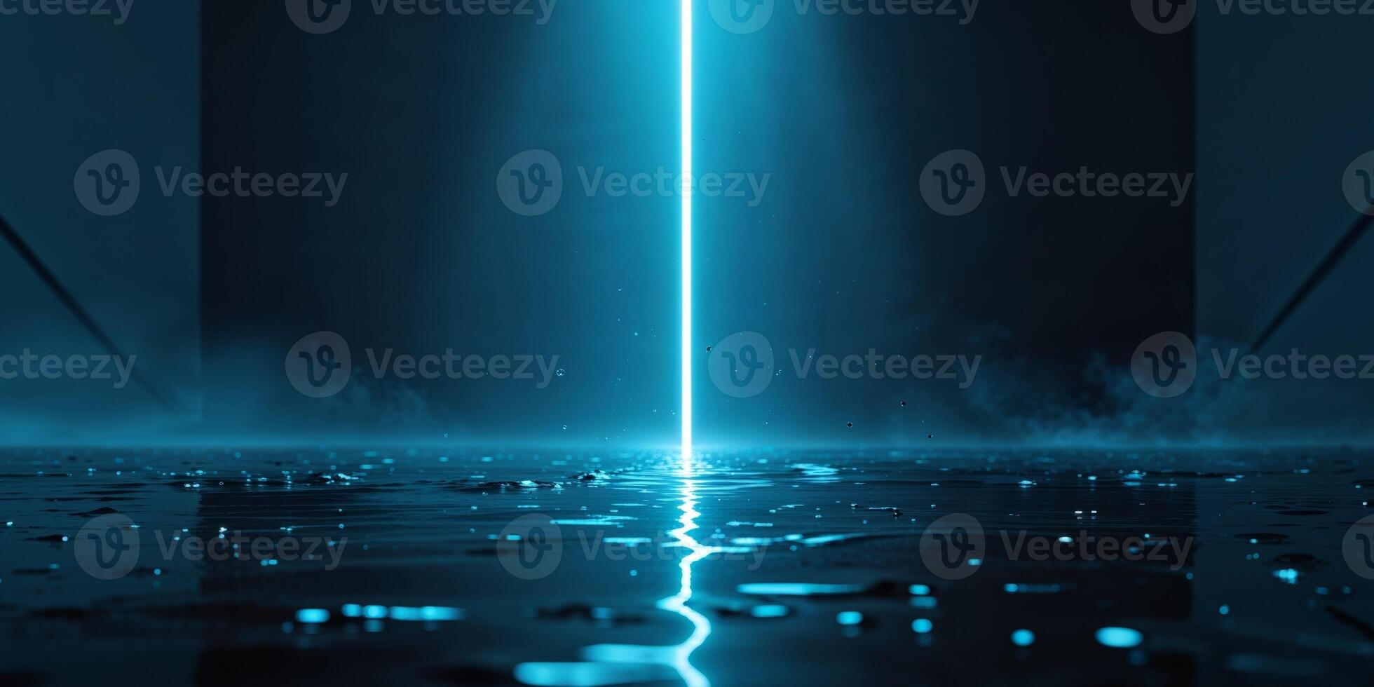 A blue light shining through a door in a dark room photo