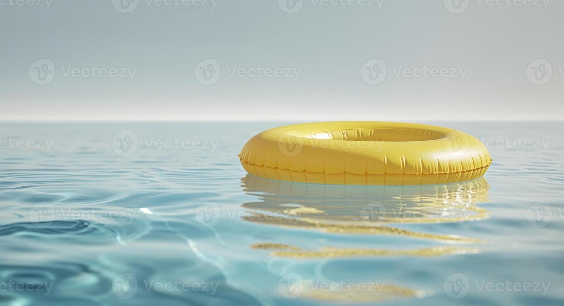 Yellow Inflatable Pool Ring in Summer Pool Water photo
