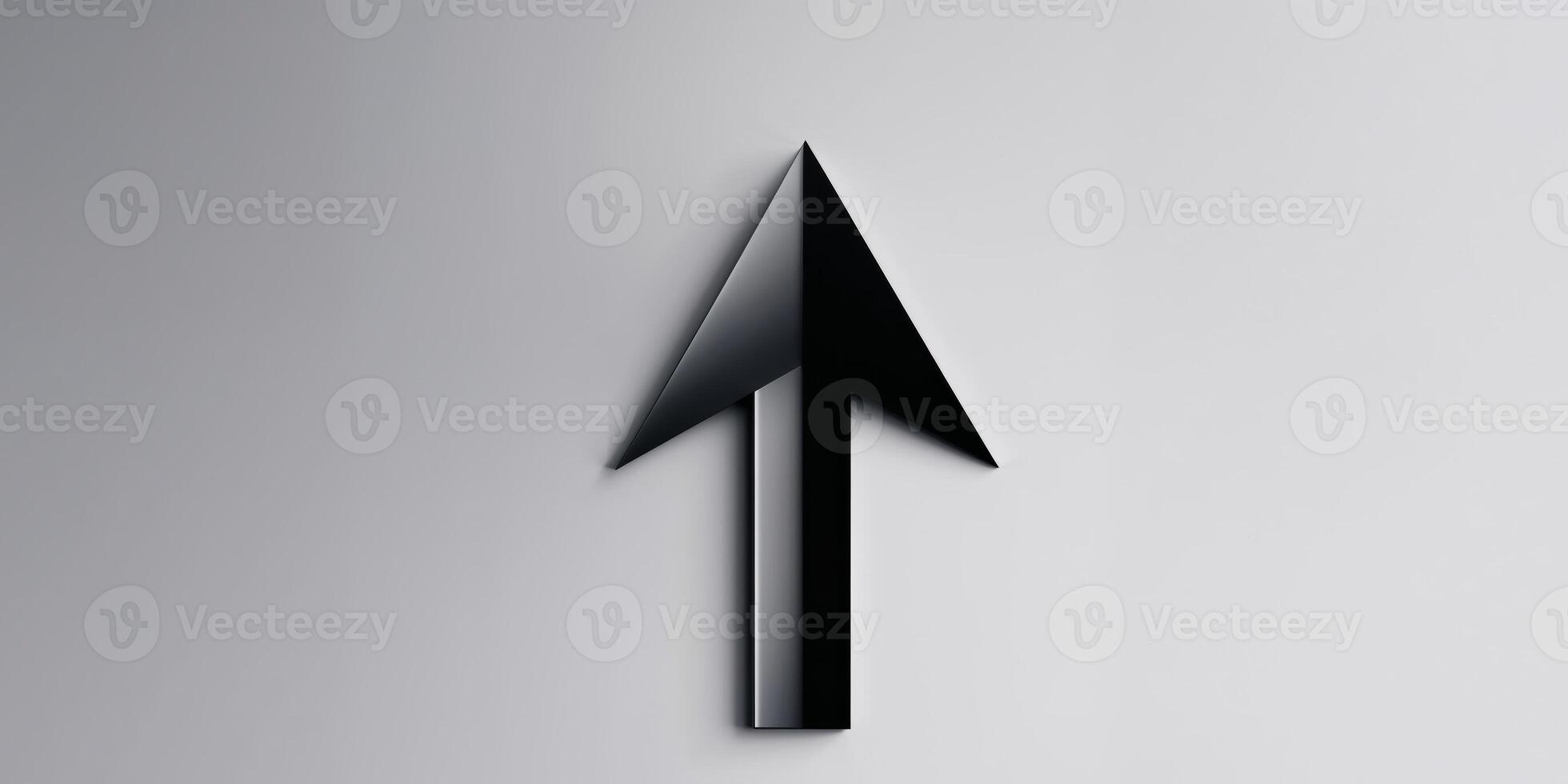 Black arrow pointing upward a symbol of growth progress and success. photo