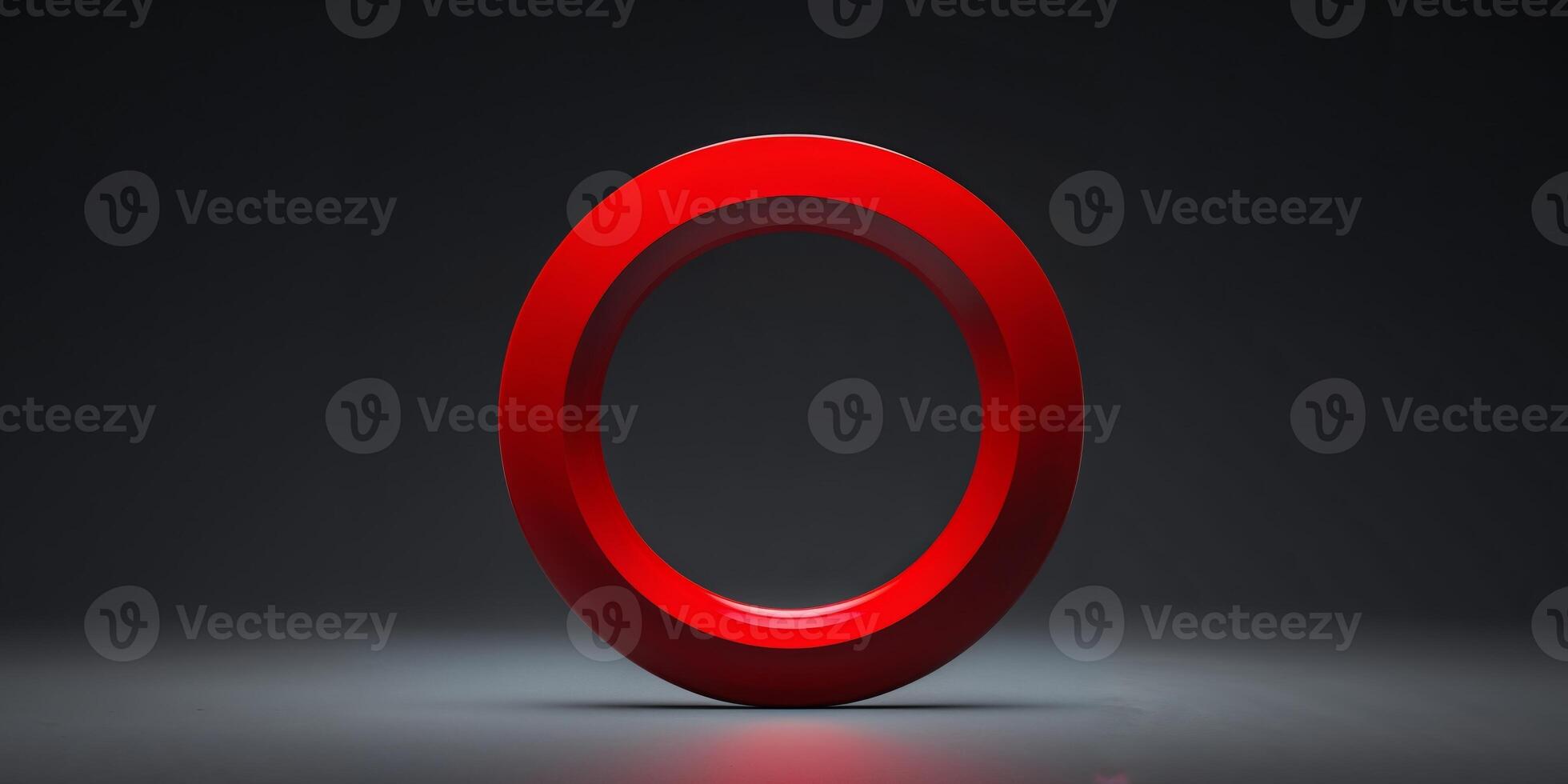 Abstract Red Circle Frame on Dark Background. photo