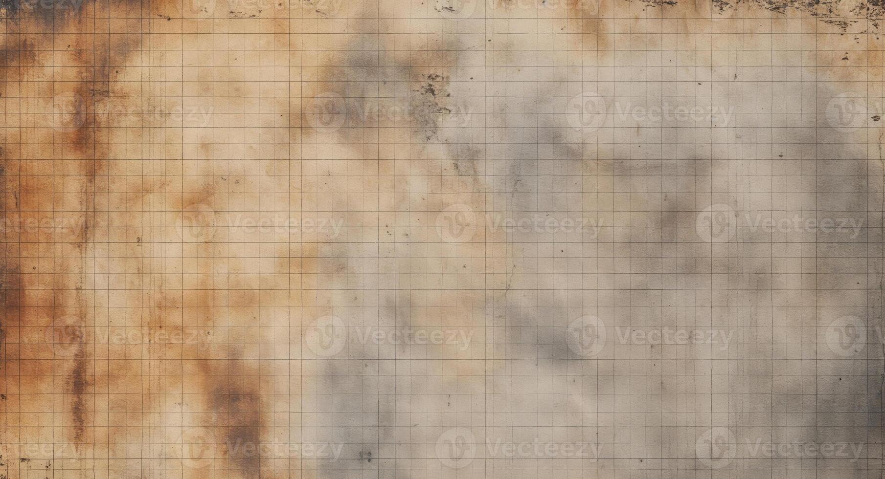 Vintage burnt graph paper texture with grid lines and weathered edges. photo