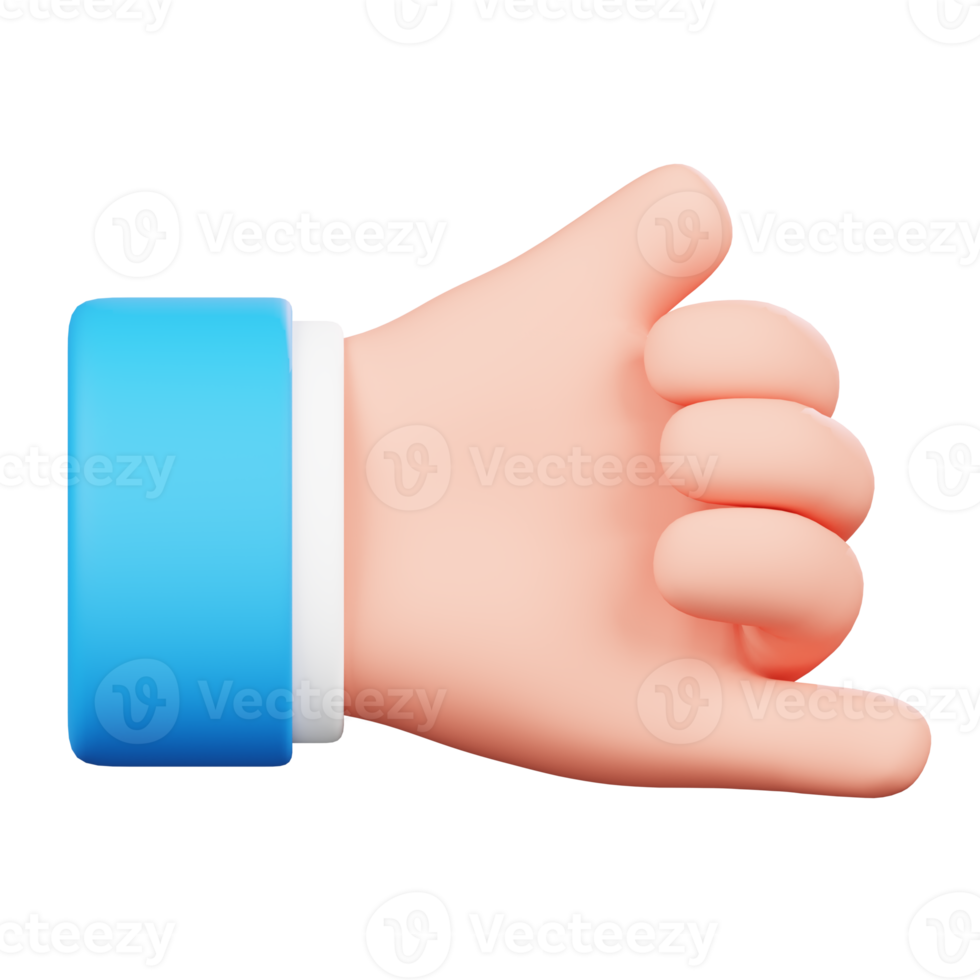 Call me up hand isolated. Human hand gesture cartoon icon. 3D Illustration. png