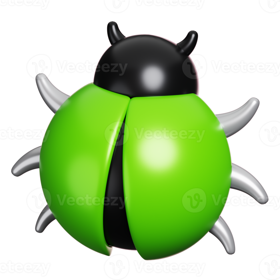 Computer bug virus isolated. Computer network security icon. 3D illustration png