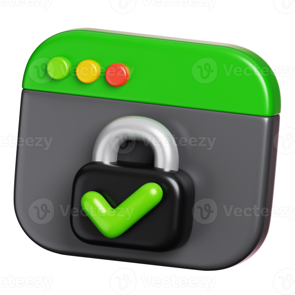 Password secure access on web internet browser window isolated. Computer network security icon. 3D illustration png