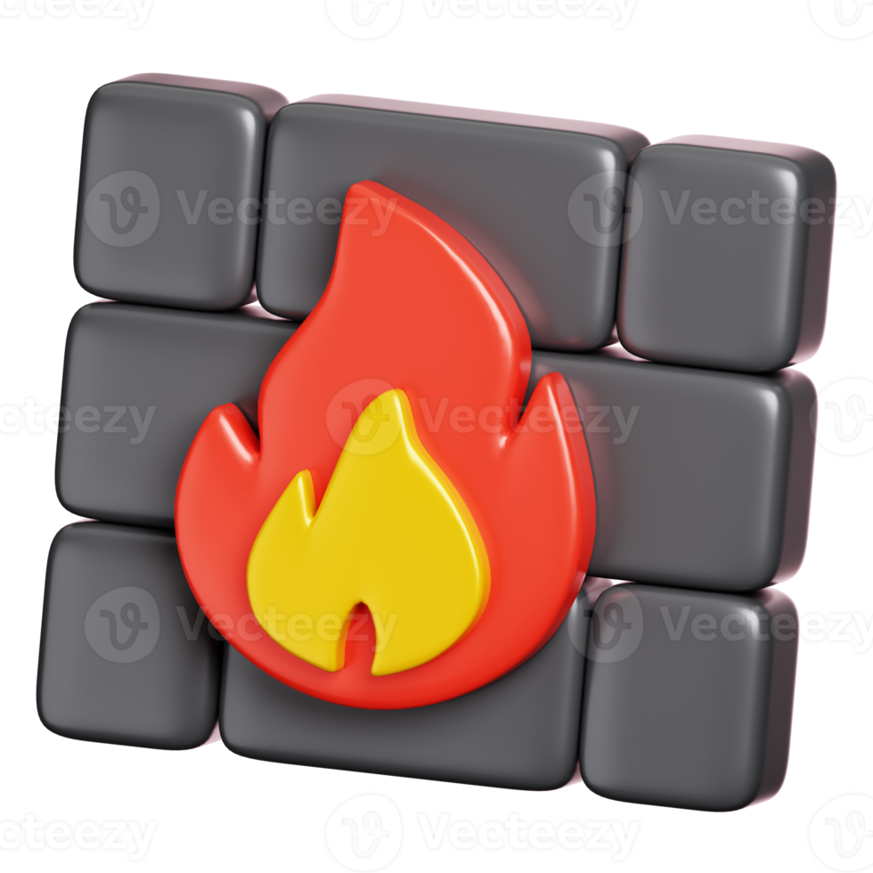 Firewall isolated. Computer network security icon. 3D illustration png