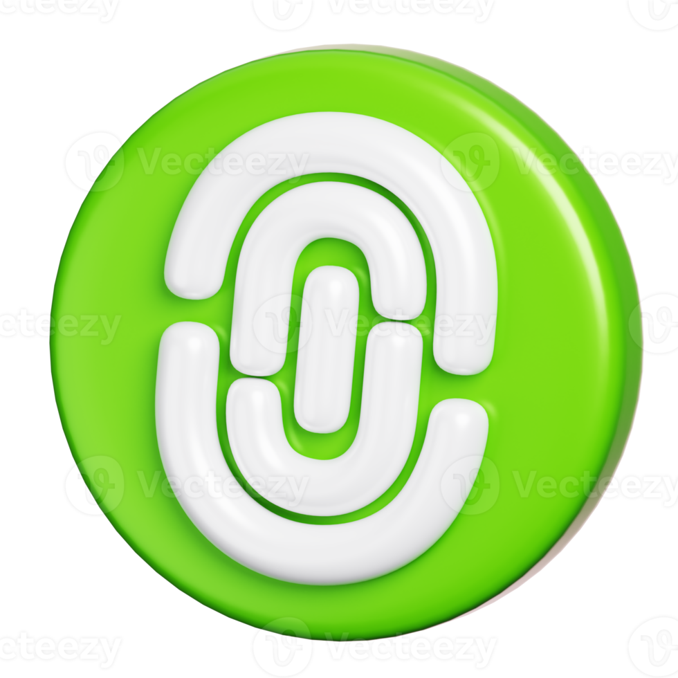 Fingerprint loop icon isolated. Personal data protection and cyber security icon. 3D illustration png