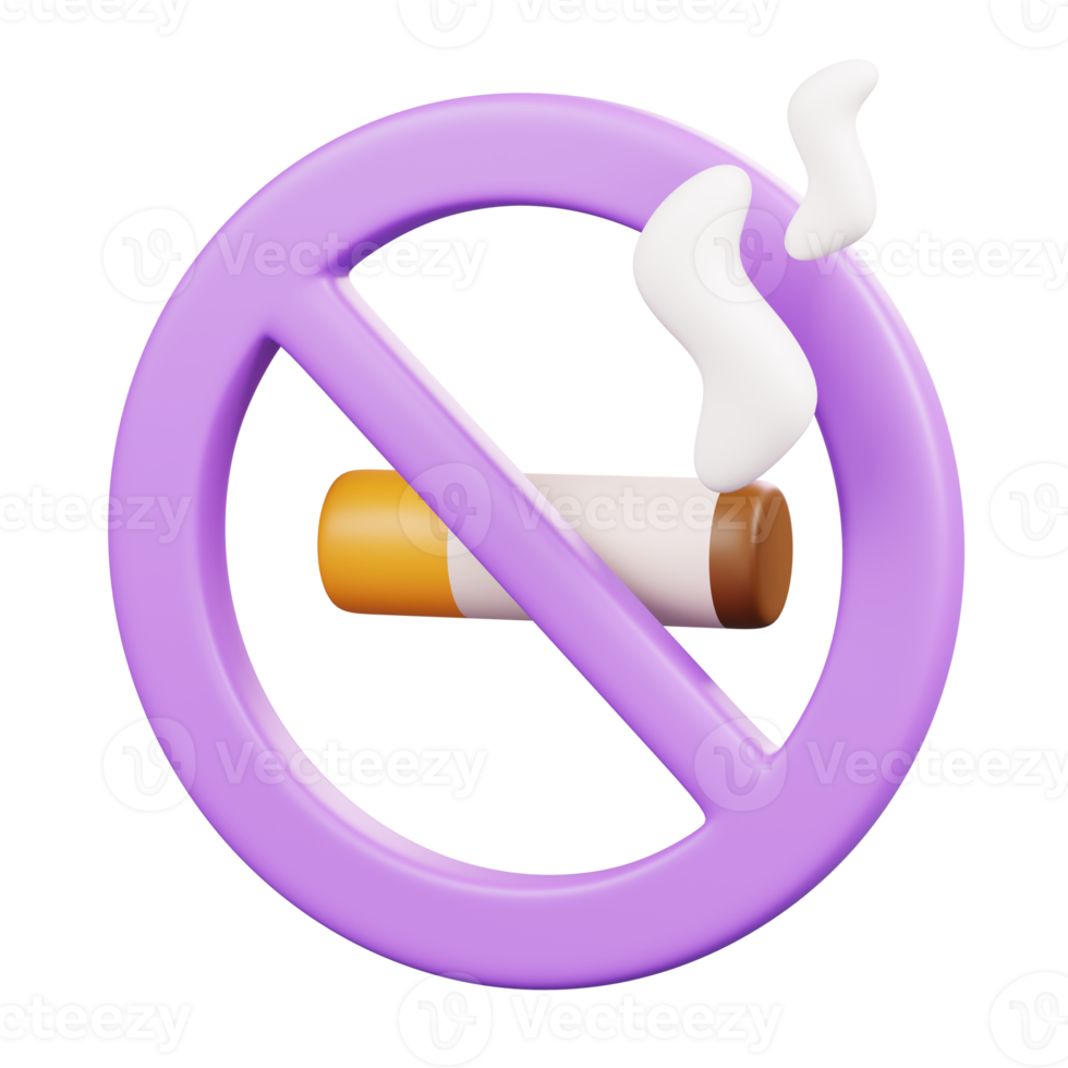 No Smoking Sign Isolated. Ramadan Kareem Islamic Element Icon Concept. 3D illustration png