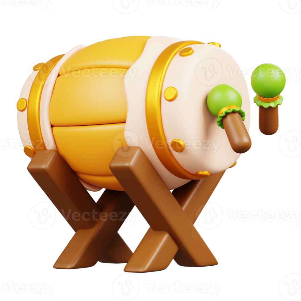 bedug drum isolated. ramadan kareem islamic element icon concept. 3d illustration png