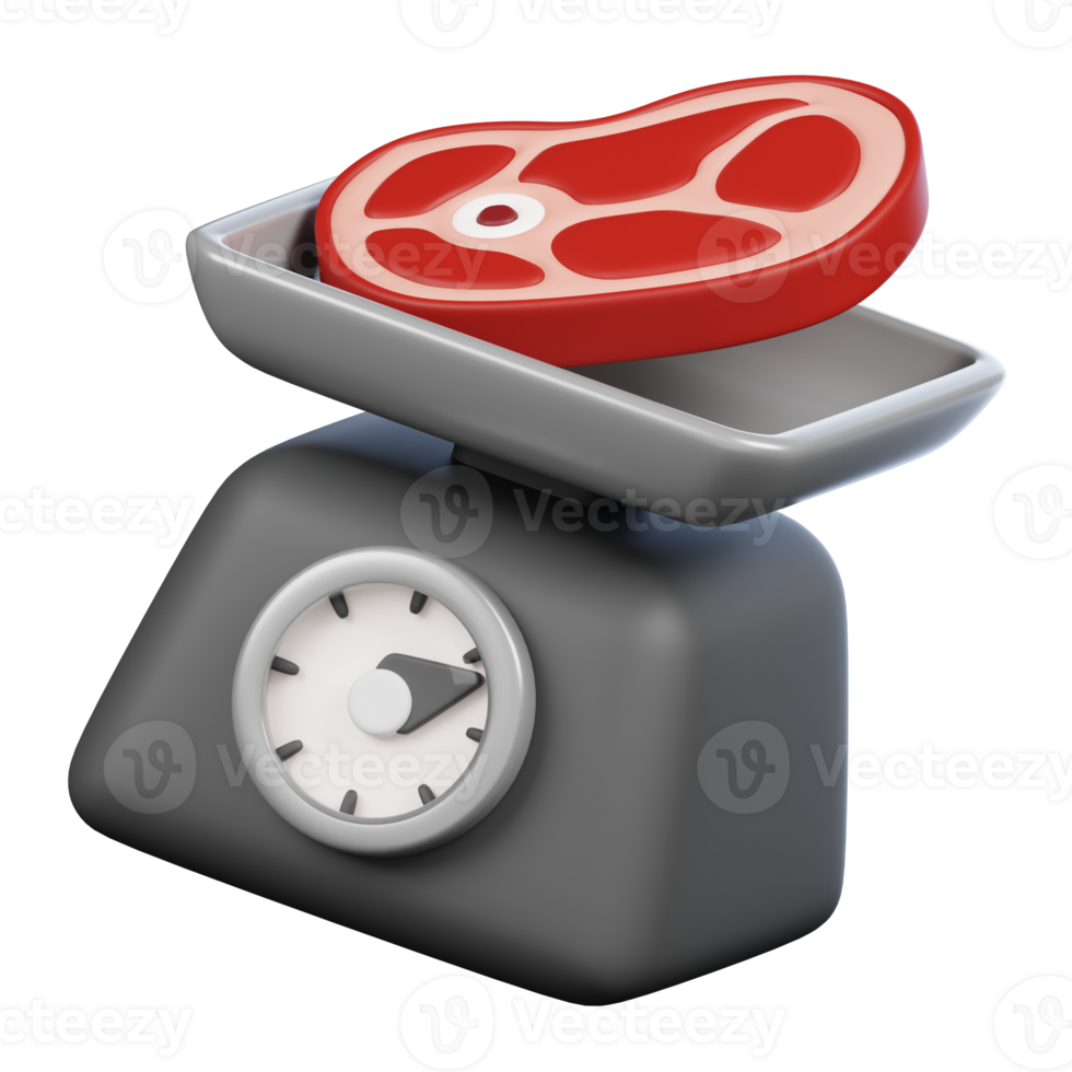 Kitchen Scale and Meats Kitchenware and Cooking icon on transparent background 3d Render png