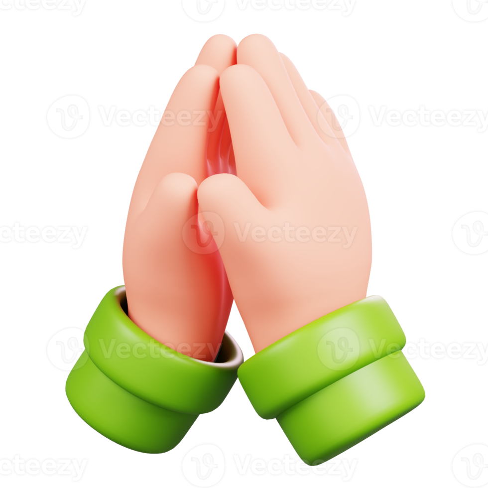 Prayer Hands Isolated. Ramadan Kareem Islamic Element Icon. 3D illustration png