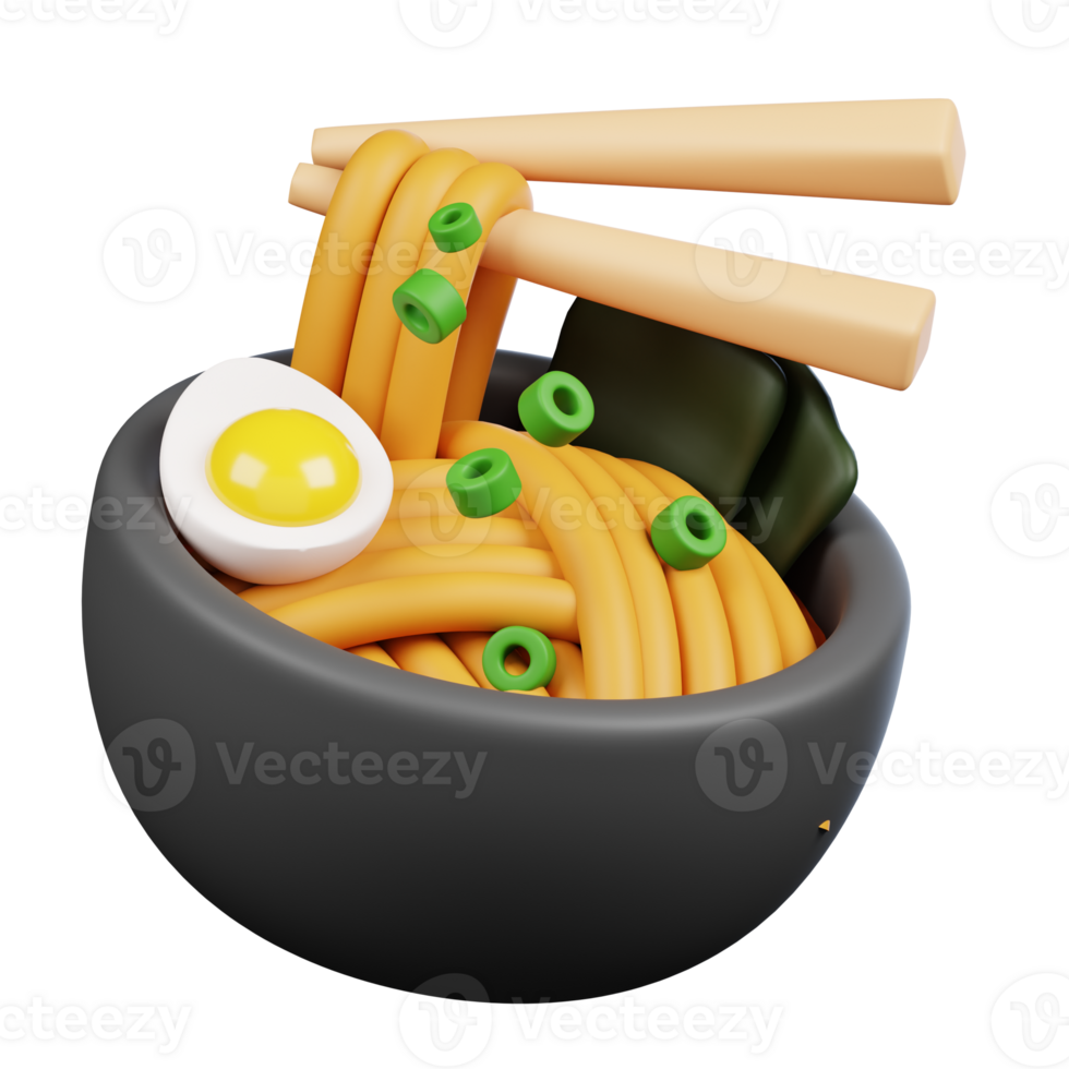 Noodle Bowl with Chopsticks Kitchenware and Cooking icon on transparent background 3d Render png