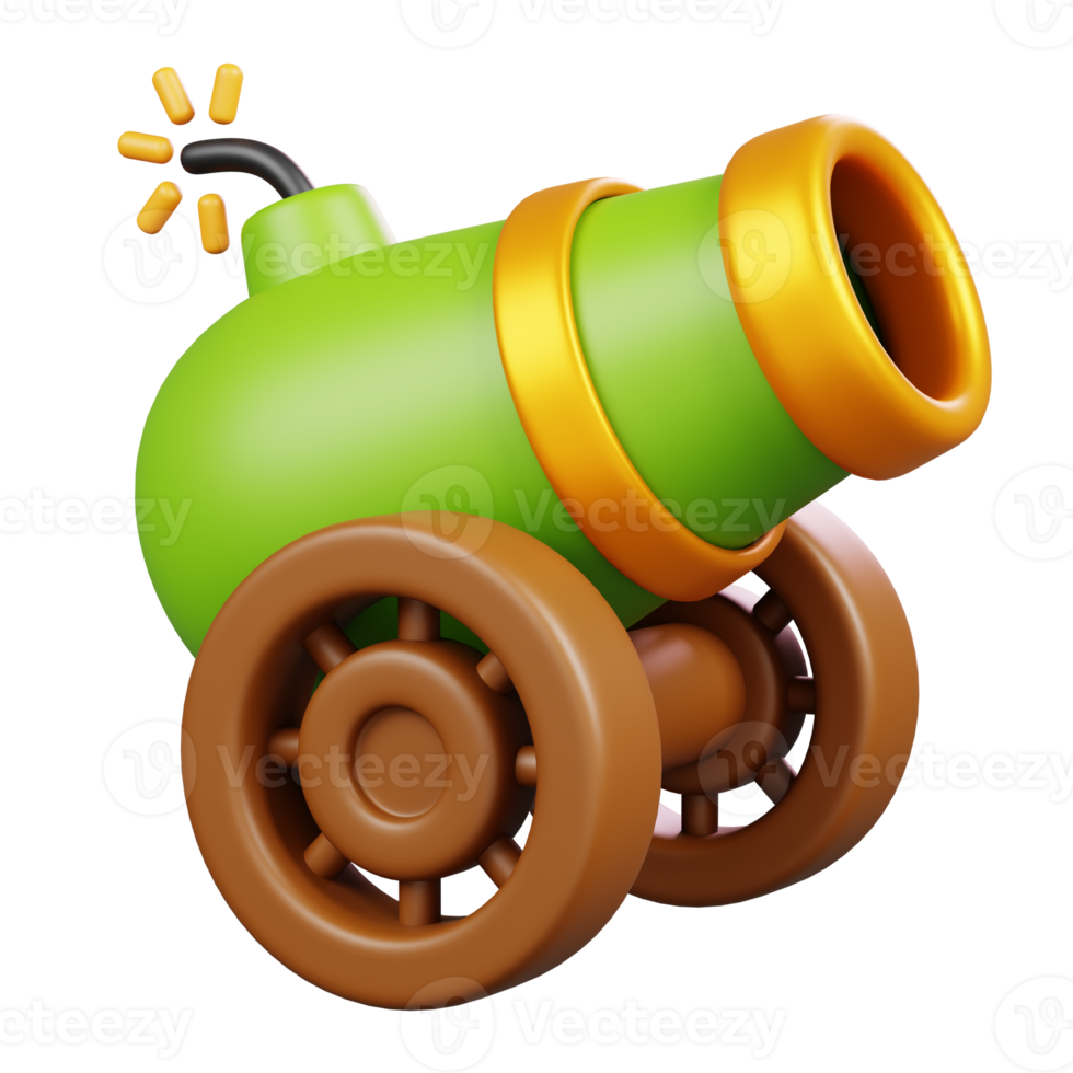 Cute cannon isolated. Ramadan kareem Islamic element icon concept. 3D illustration png