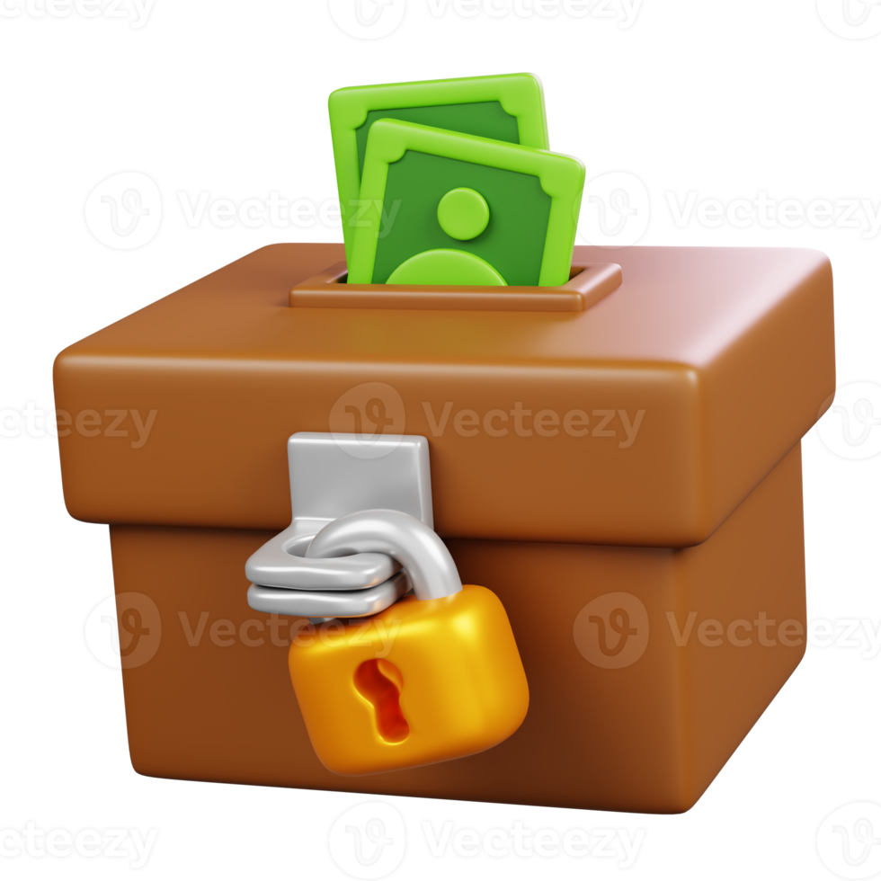 Money and charity box isolated. Ramadan kareem islamic element icon concept. 3D illustration png