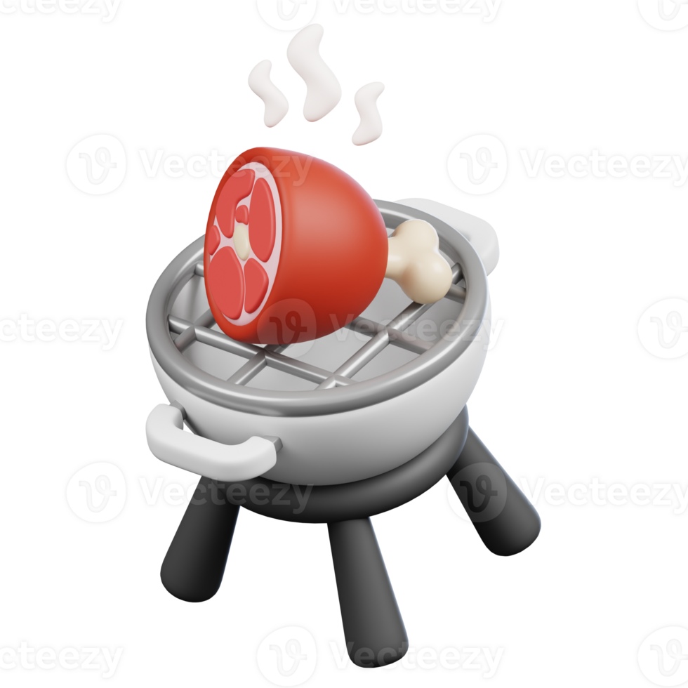 Barbecue Grill Kitchenware and Cooking icon on transparent background 3d Render png
