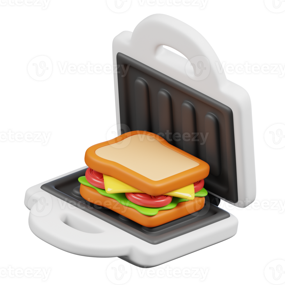 Sandwich Maker Kitchenware and Cooking icon on transparent background 3d Render png