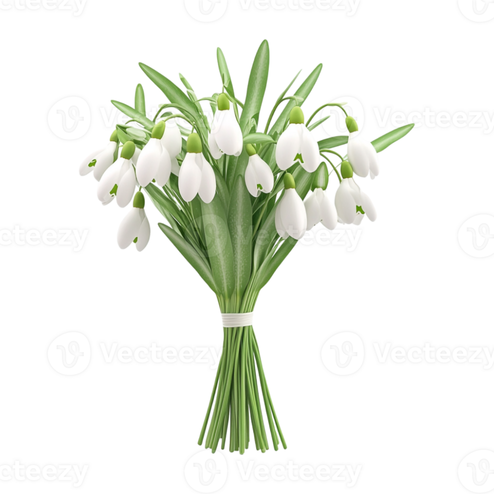 a bouquet of snowdrops on a transparent background png